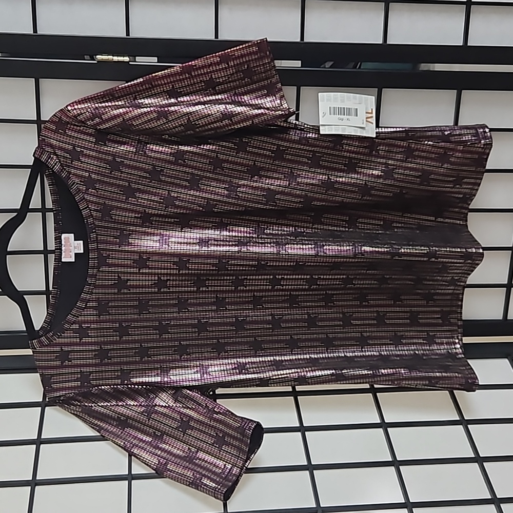 New LuLaRoe Gigi elegant collection top Short Sleeve Blouse star print top XL - Picture 10 of 11